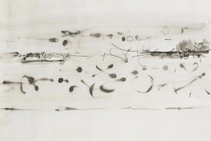 Vasudeo S. Gaitonde - Composition No.5 (Lot 33). Estimated at $30,974-$46,460; sold for $201,328