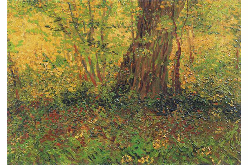 Pointillism painting by Vincent van Gogh - Undergrowth, 1887