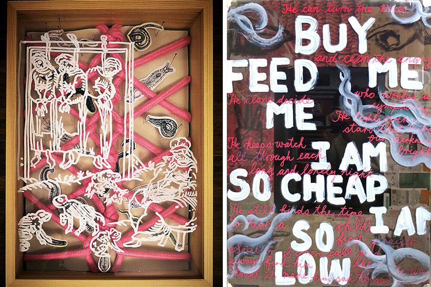 Wong Ka Ying - Whip, Cuffs, Bondage, Mask & Gag (Left) / Buy Feed Me I Am So Cheap I Am So Low (Right)